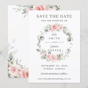Carte de mariage à conserver de florale rose paste