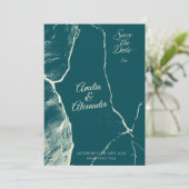 Carte de mariage à date émeraude marbre Save the D (Debout devant)
