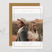 Carte de mariage à encadrure dorée pour annoncer l (Devant / Derrière)