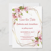 Carte de mariage à fleurs de magnolia à conserver (Devant)