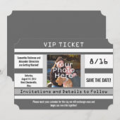 Carte de mariage à grise photo pour annoncer la da (Devant / Derrière)