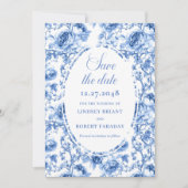 Carte de mariage à l'annonce de la date Navy Roses (Devant)
