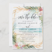 Carte de mariage à l'aquarelle de plage Save The D (Devant)