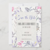 Carte de mariage à l'aquarelle Iris Violet pour Sa (Devant)