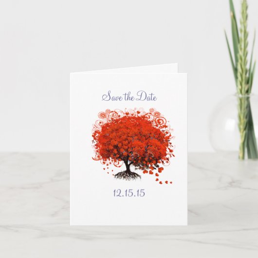 Carte de mariage à l'arbre rouge pour réserver la (Devant)
