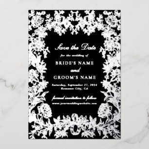 Carte de mariage à l'argent véritable avec motif f