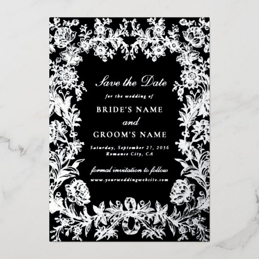 Carte de mariage à l'argent véritable avec motif f (Recto)