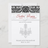 Carte de mariage à lustre Enregistrer la date BW a (Dos)