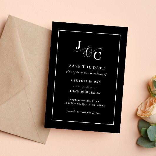 Carte de mariage à monogramme esperluette "Save th