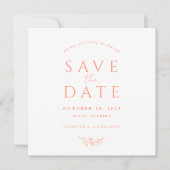 Carte de mariage à monogramme pêche "Save The Date (Devant)
