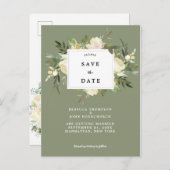 carte de mariage à motif floral vert forêt pour an (Devant / Derrière)