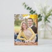 Carte de mariage à photo rustique 'Save the Date' (Debout devant)