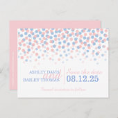 Carte de mariage à points de confettis rose bleu p (Devant / Derrière)