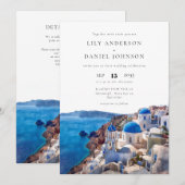 Carte de mariage à Santorin en Grèce avec QR code (Devant / Derrière)