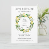 Carte de mariage à save the date avec feuillage fl (Debout devant)