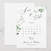 Carte de mariage à save the date avec verdure bota (Devant / Derrière)