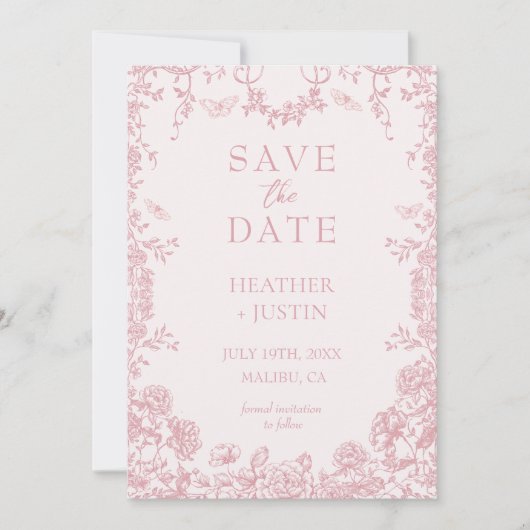 Carte de mariage à save the date en bleu poussiére (Devant)