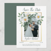 Carte de mariage à save the date Fleurs de marguer (Devant / Derrière)