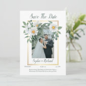 Carte de mariage à save the date Fleurs de marguer (Debout devant)