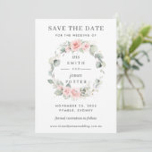 Carte de mariage à save the date Fleurs rose tendr (Debout devant)