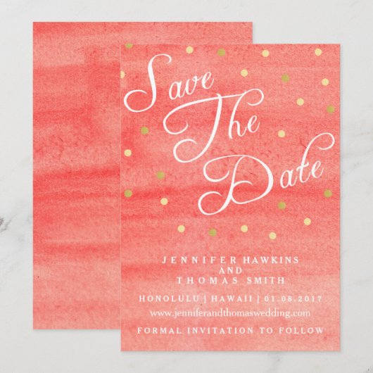 Carte de mariage à texture d'aquarelle rose pour a (Devant / Derrière)