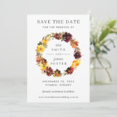 Carte de mariage à thème floral jaune Bourgogne à (Debout devant)