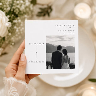 Carte de mariage à typographie géométrique pour an