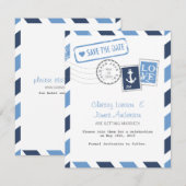 Carte de mariage aérien nautique Save the Date (Devant / Derrière)