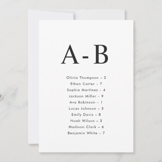 Carte de Mariage alphabétique classique (Devant)