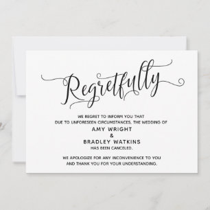 Carte de mariage annulé avec élégance et regrets