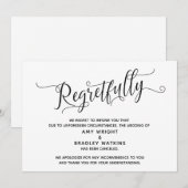 Carte de mariage annulé avec regret et élégance (Devant / Derrière)