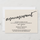 Carte de mariage annulée Cream écriture manuscrite (Devant)