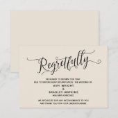 Carte de mariage annulée élégamment avec regret (Devant / Derrière)