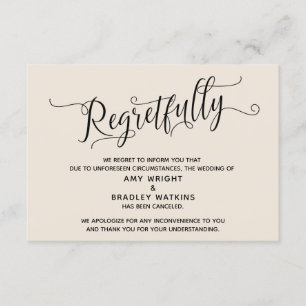 Carte de mariage annulée élégamment avec regret