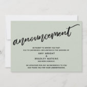 Carte de mariage annulée Sage Modern Handwriting (Devant)