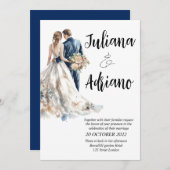 Carte de mariage aquarelle moderne pour jeune mari (Devant / Derrière)