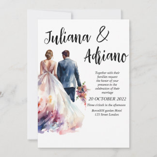 Carte de mariage aquarelle moderne pour mariés mig