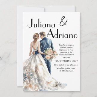 Carte de mariage aquarelle moderne pour mariés mig
