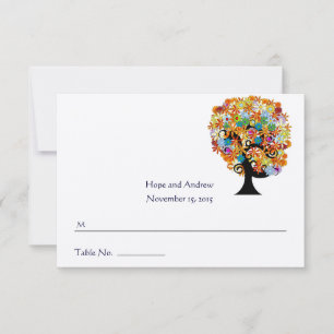 Carte de mariage Arbre d'amour Fleur multicolore