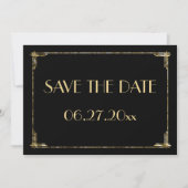 Carte de mariage Art Déco Save The Date avec feuil (Devant)
