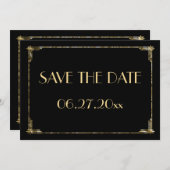 Carte de mariage Art Déco Save The Date avec feuil (Devant / Derrière)