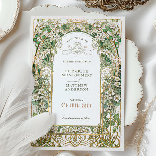 Carte de mariage Art Nouveau élégante pour annonce