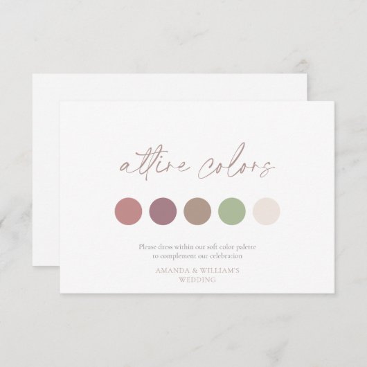 Carte de mariage aux couleurs de la tenue florale  (Devant / Derrière)