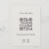Carte de mariage avec code QR pour annoncer la dat (Devant / Derrière)