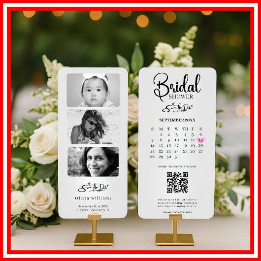 Carte de mariage avec code QR pour photo de save t