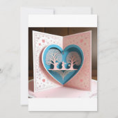 Carte de mariage avec cœur en 3D (Devant)
