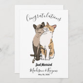 Carte de mariage avec des chats mignons (Devant / Derrière)
