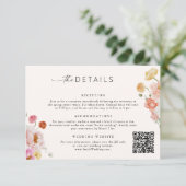 Carte de mariage avec détails de code QR floral co (Debout devant)