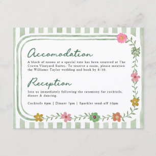 Carte de mariage avec détails de rayures florales