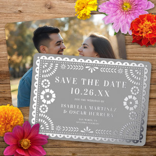 Carte de mariage avec photo et papier découpé à fo